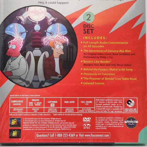 Futurama : Volume 5 (DVD 2-Disc) New Sealed Comedy Humor Animated Bender Fry - Picture 6 of 8